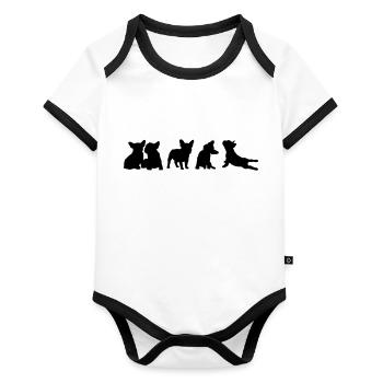 Frenchie Collection - libre choix de la couleur - Body Bébé bio contrasté manches courtes - blanc/noir  - Devant