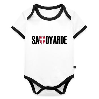 savoyarde - Body Bébé bio contrasté manches courtes - blanc/noir  - Devant
