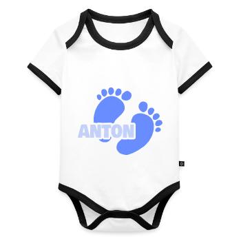 Naissance Anton - Body Bébé bio contrasté manches courtes - blanc/noir  - Devant