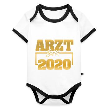 2020 - Organic Baby Contrasting Bodysuit - white/black  - Front