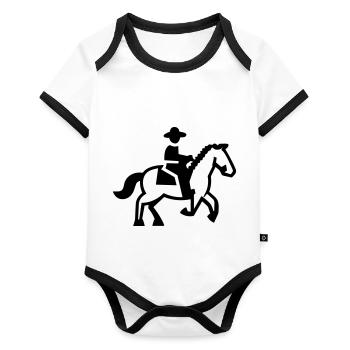 cavalière cheval cavalier - Body Bébé bio contrasté manches courtes - blanc/noir  - Devant