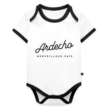 Ardecho Merveillous païs - Body Bébé bio contrasté manches courtes - blanc/noir  - Devant