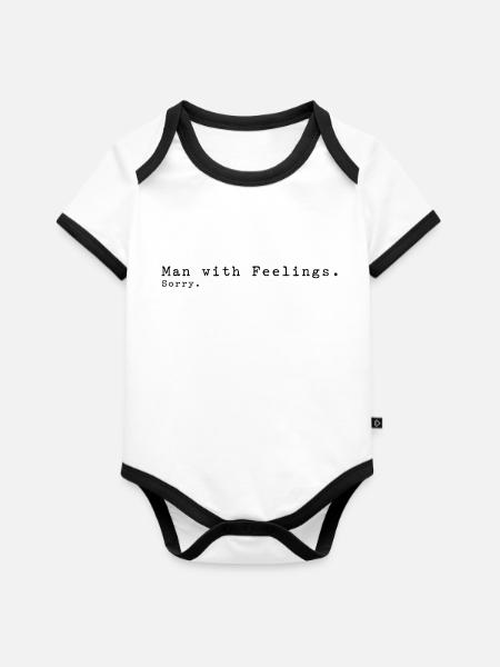 Mann mit Gefühlen. - Baby Bio-Kurzarm-Kontrastbody - Weiß/Schwarz 