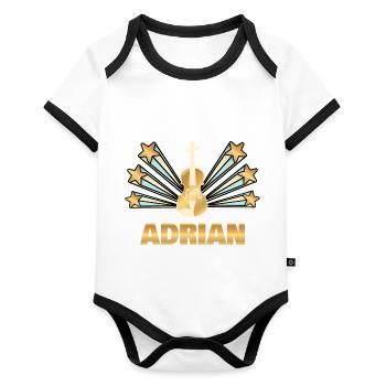 Band Adrien - Organic Baby Contrasting Bodysuit - white/black  - Front