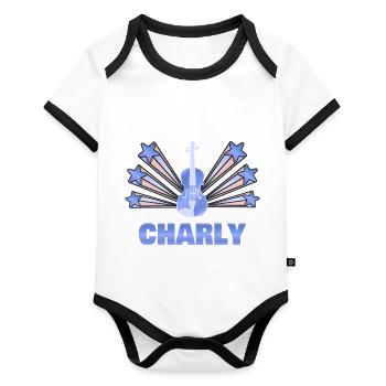 Violin Charly - Organic Baby Contrasting Bodysuit - white/black  - Front
