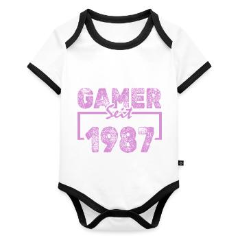 Typing 1987 - Organic Baby Contrasting Bodysuit - white/black  - Front