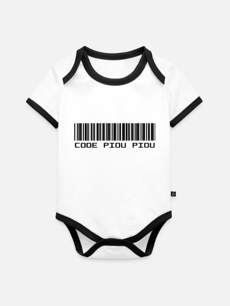 CODE PIOU PIOU - Body Bébé bio contrasté manches courtes - blanc/noir