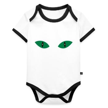★ Design colors changeable ★ Two cat eyes - Organic Baby Contrasting Bodysuit - white/black  - Front