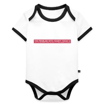 drinks from enemies skulls - Organic Baby Contrasting Bodysuit - white/black  - Front