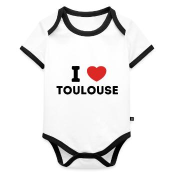 I Love with Heart Toulouse - Organic Baby Contrasting Bodysuit - white/black  - Front