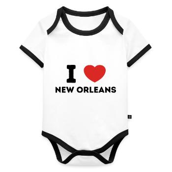 Ich liebe New Orleans, Vereinigte Staaten - Baby Bio-Kurzarm-Kontrastbody - Weiß/Schwarz  - Vorne