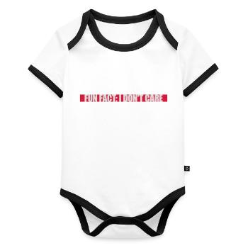 I don't care fact - Organic Baby Contrasting Bodysuit - white/black  - Front