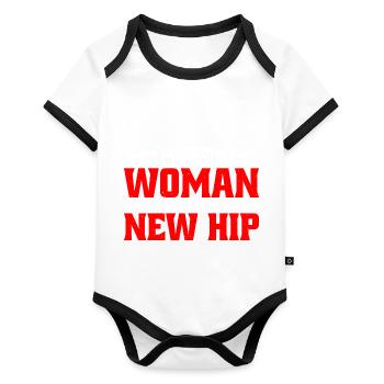 Ne sous-estimez jamais une femme avec une nouvelle hanche 10 - Body Bébé bio contrasté manches courtes - blanc/noir  - Devant