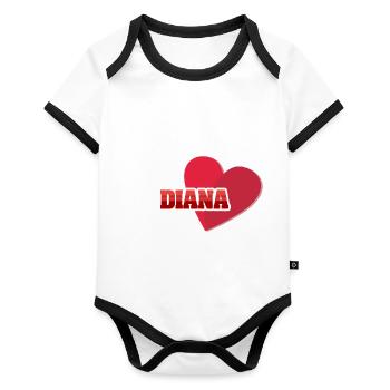 Diana Diana - Body Bébé bio contrasté manches courtes - blanc/noir  - Devant