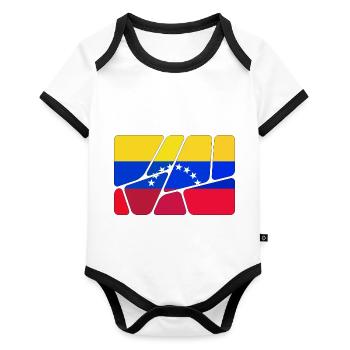 Venezuela Venezuela - Baby Bio-Kurzarm-Kontrastbody - Weiß/Schwarz  - Vorne