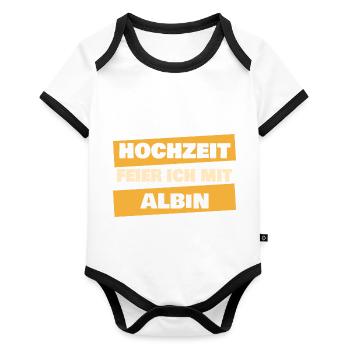 Albin als JGA - Baby Bio-Kurzarm-Kontrastbody - Weiß/Schwarz  - Vorne
