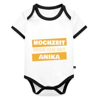 Anika as a bachelor party - Organic Baby Contrasting Bodysuit - white/black  - Front