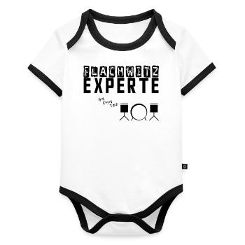 Expert en blagues plates noir - Body Bébé bio contrasté manches courtes - blanc/noir  - Devant