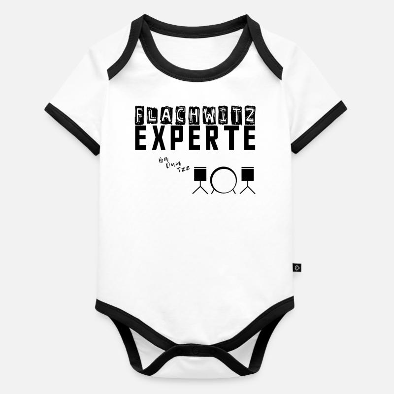 Flachwitzexperte schwarz - Baby Bio-Kurzarm-Kontrastbody - Weiß/Schwarz 
