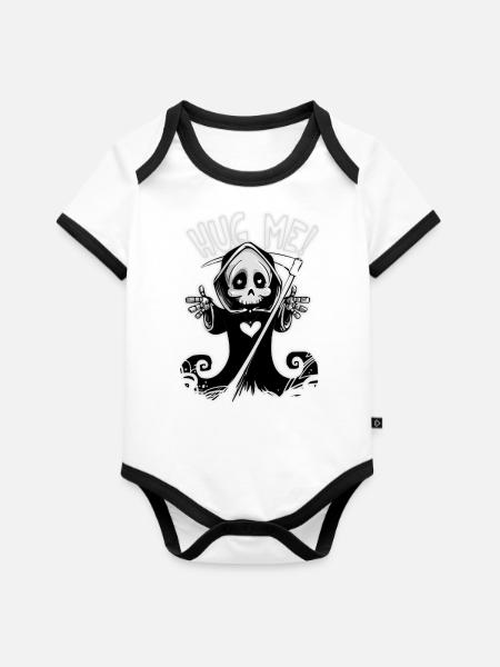 Süßer tod - Baby Bio-Kurzarm-Kontrastbody - Weiß/Schwarz