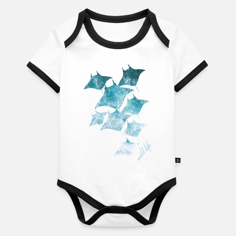 Ray Wildlife - Body Bébé bio contrasté manches courtes - blanc/noir 