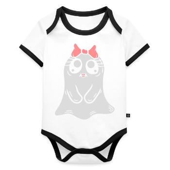 Comic Little Ghost Girl - Organic Baby Contrasting Bodysuit - white/black  - Front