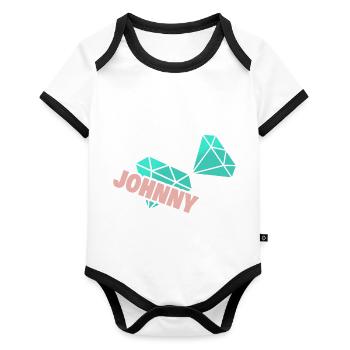 Papa Johnny - Organic Baby Contrasting Bodysuit - white/black  - Front