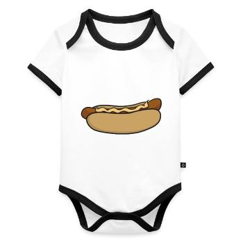 Hotdog - Baby Bio-Kurzarm-Kontrastbody - Weiß/Schwarz  - Vorne