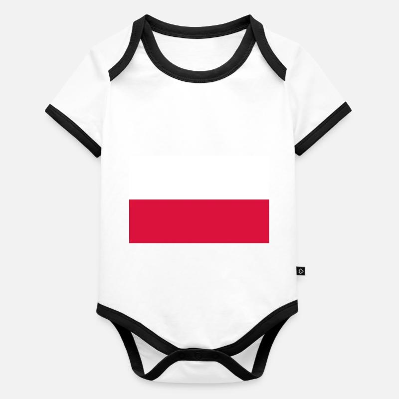 Drapeau de la Pologne - Body Bébé bio contrasté manches courtes - blanc/noir 