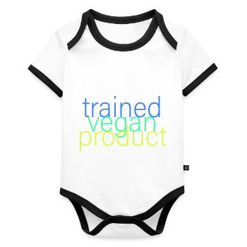 trained vegan product - Organic Baby Contrasting Bodysuit - white/black  - Front