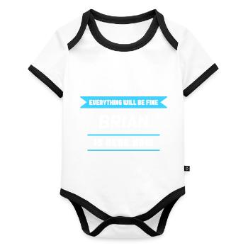 Brian Name Saying für stolze Brians - Baby Bio-Kurzarm-Kontrastbody - Weiß/Schwarz  - Vorne