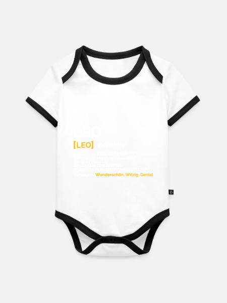 Leo - Baby Bio-Kurzarm-Kontrastbody - Weiß/Schwarz