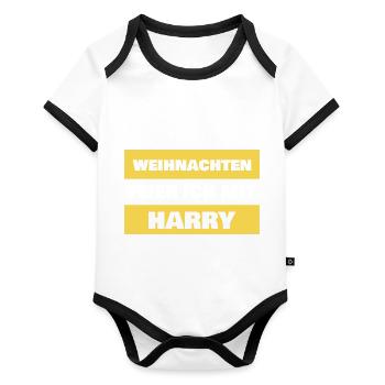 Gift for Harry - Organic Baby Contrasting Bodysuit - white/black  - Front
