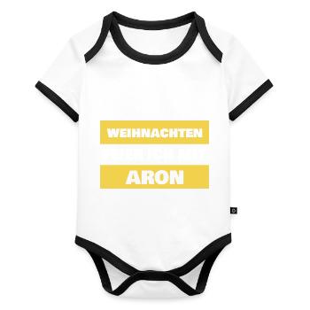 First name Aron - Organic Baby Contrasting Bodysuit - white/black  - Front