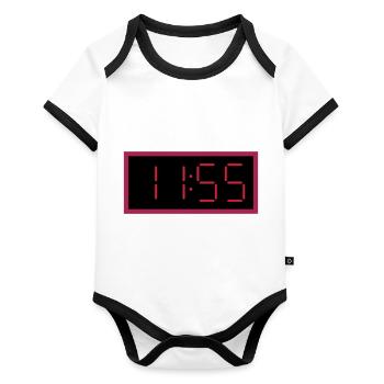 ★ design colors changeable ★ digital clock 11:55 clock - Organic Baby Contrasting Bodysuit - white/black  - Front