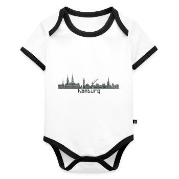 Hamburg - Organic Baby Contrasting Bodysuit - white/black  - Front