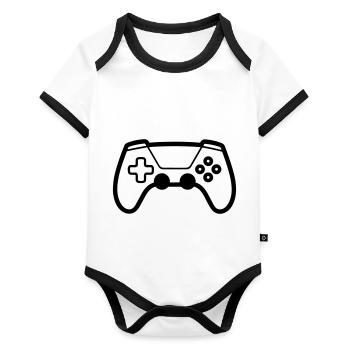 Video game controller - Organic Baby Contrasting Bodysuit - white/black  - Front
