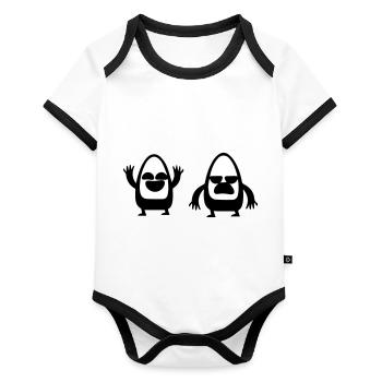 Laugh cry - Organic Baby Contrasting Bodysuit - white/black  - Front