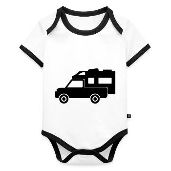 Pickup cabine de dévertichage Camper - Body Bébé bio contrasté manches courtes - blanc/noir  - Devant