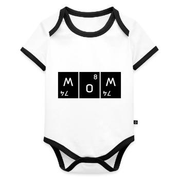 Maman (tungstène tordu deux fois, oxygène) - Body Bébé bio contrasté manches courtes - blanc/noir  - Devant
