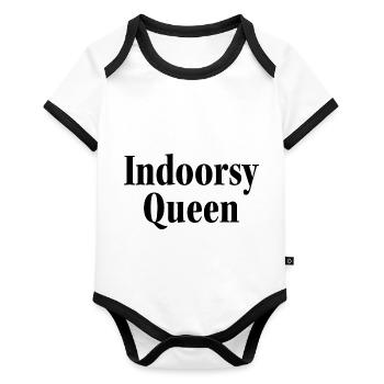 Indoorsy Queen Bureau à domicile Travail à distance - Body Bébé bio contrasté manches courtes - blanc/noir  - Devant