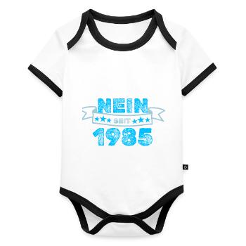 Dagegen 1985 - Baby Bio-Kurzarm-Kontrastbody - Weiß/Schwarz  - Vorne