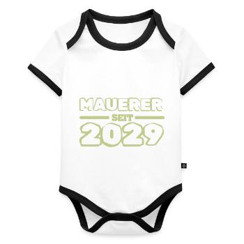Master Mason 2029 - Organic Baby Contrasting Bodysuit - white/black  - Front