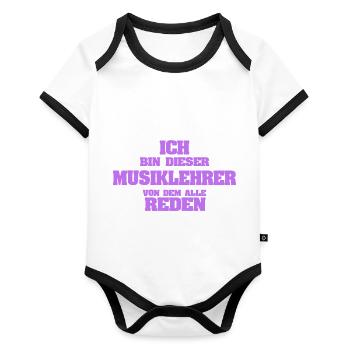 Profession Professeur de musique - Body Bébé bio contrasté manches courtes - blanc/noir  - Devant