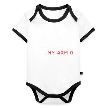 Monkey Bars 1 - Mein Arm 0 - Baby Bio-Kurzarm-Kontrastbody - Weiß/Schwarz  - Vorne
