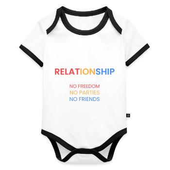 Relation= pas de liberté - Body Bébé bio contrasté manches courtes - blanc/noir  - Devant