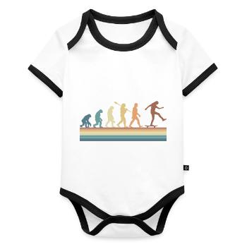 Evolution Skateboarding Skate Retro Streetwear - Baby Bio-Kurzarm-Kontrastbody - Weiß/Schwarz  - Vorne