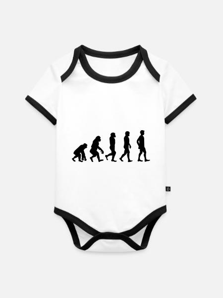 Evolution | Darwinism | Evolution Theory | Ape - Baby Bio-Kurzarm-Kontrastbody - Weiß/Schwarz