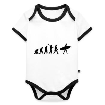 Surfen Evolution - Baby Bio-Kurzarm-Kontrastbody - Weiß/Schwarz  - Vorne