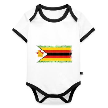 Zimbabwe - Body Bébé bio contrasté manches courtes - blanc/noir  - Devant